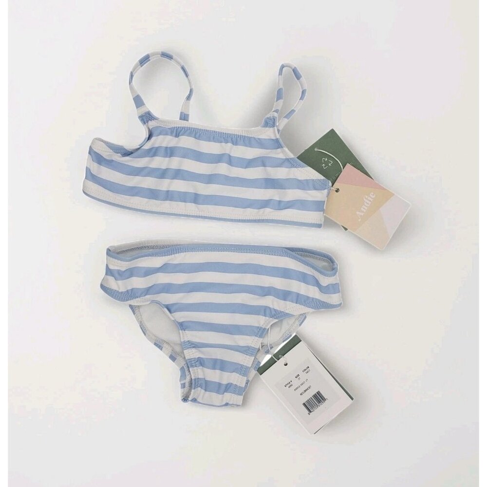 Andie Swim Bikini Set Toddler Girls' 2T Sky Stripe Blue NWT Summer Vacation Fun